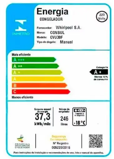 FREEZER VERTICAL CONSUL CVU30FBBNA 246LT BRANCO 220V 2