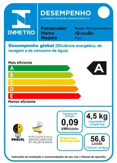 LAVADORA MUELLER PLUS 4.5KG BRANCA 600015006 220V 2