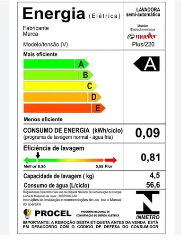 LAVADORA MUELLER PLUS 4.5KG PRETA 600015011 220V 2