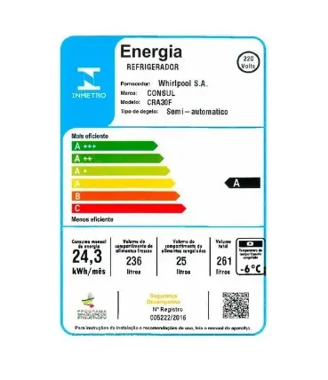 REFRIGERADOR CONSUL CRA30FBBNA 261LT BRANCO 220V 2