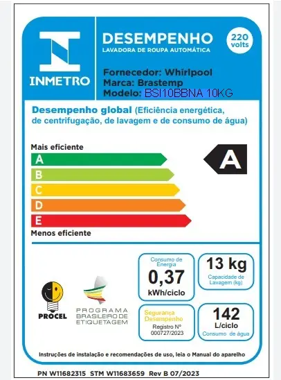 SECADORA BRASTEMP BSI10BBNA 10KG SUSPENSA BRANCA 220V 2