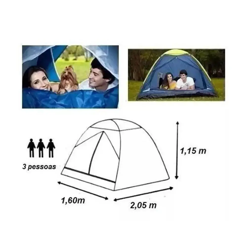 BARRACA MOR IGLU 3 PESSOAS 9034 AZUL/AMARELO 4