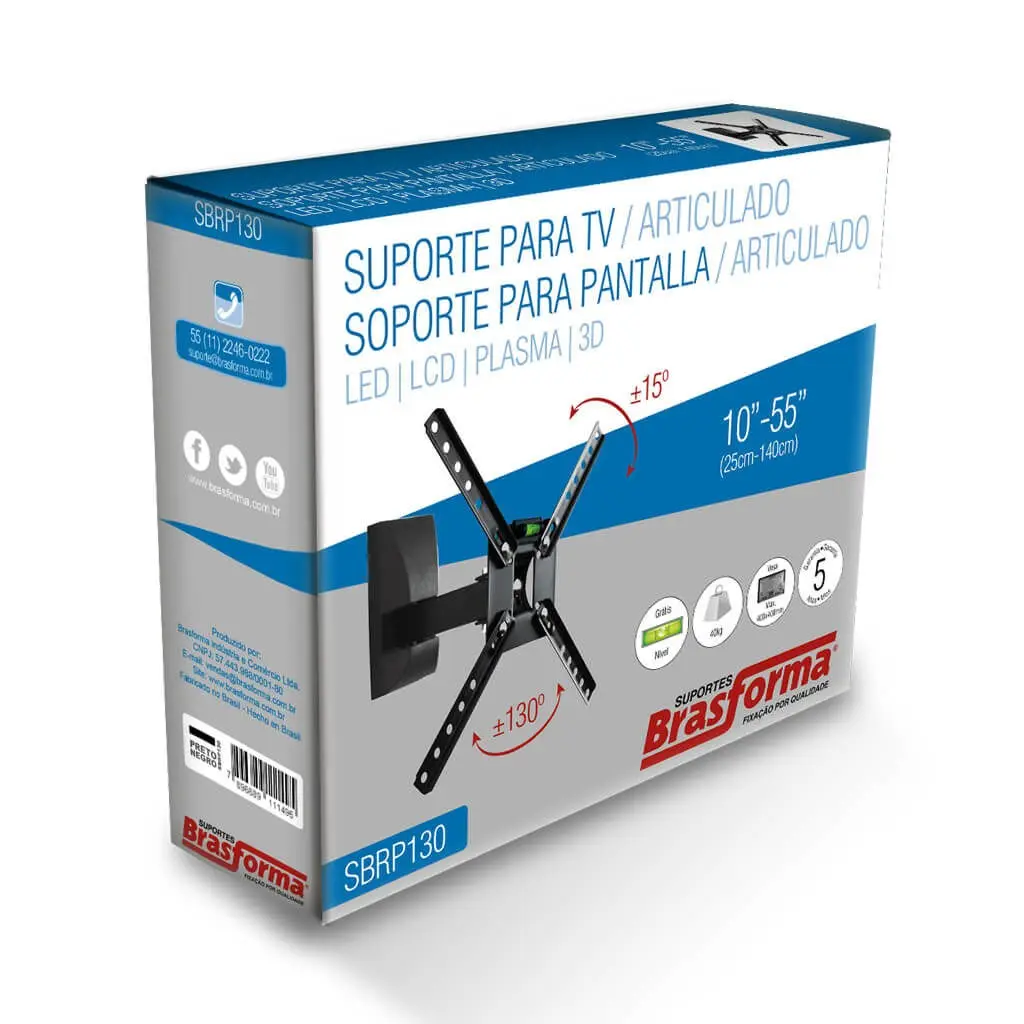 SUPORTE TV BRASFORMA SBRP1030 10/55 LCD ARTICUL. ANTIGO:130
