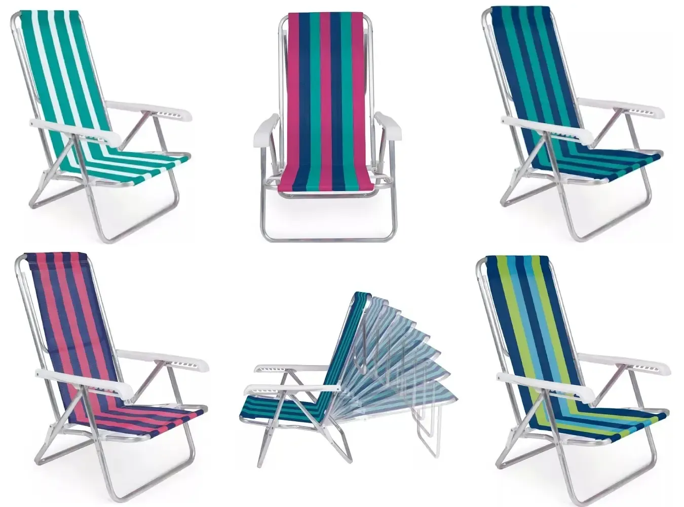 CADEIRA PRAIA RECLINAVEL MOR 2104 ALUMINIO SORTIDA 8P