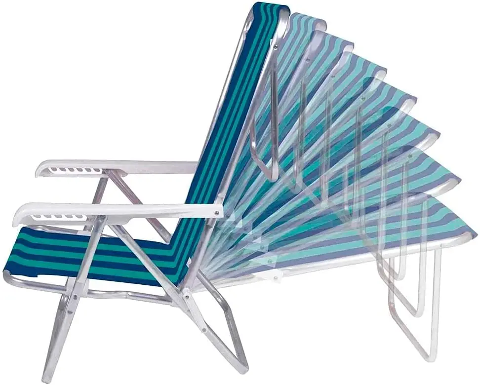 CADEIRA PRAIA RECLINAVEL MOR 2104 ALUMINIO SORTIDA 8P 8
