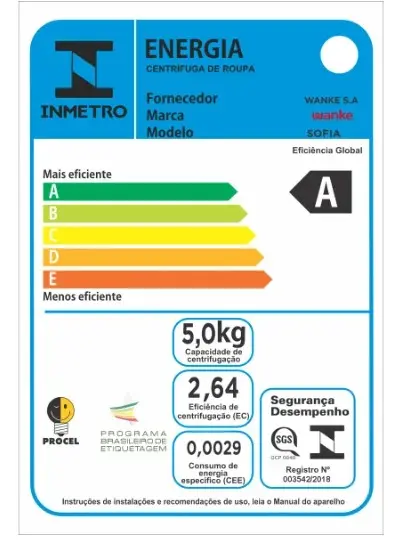 CENTRIFUGA ROUPAS WANKE PREMIUM 15KG SILVER 220V ANTIGA:SOFIA LILAS/SUPREMA 2