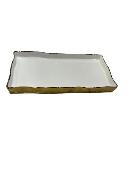 BANDEJA DECOR FLORARTE 83481001 BRANCO DOURADO (BL)
