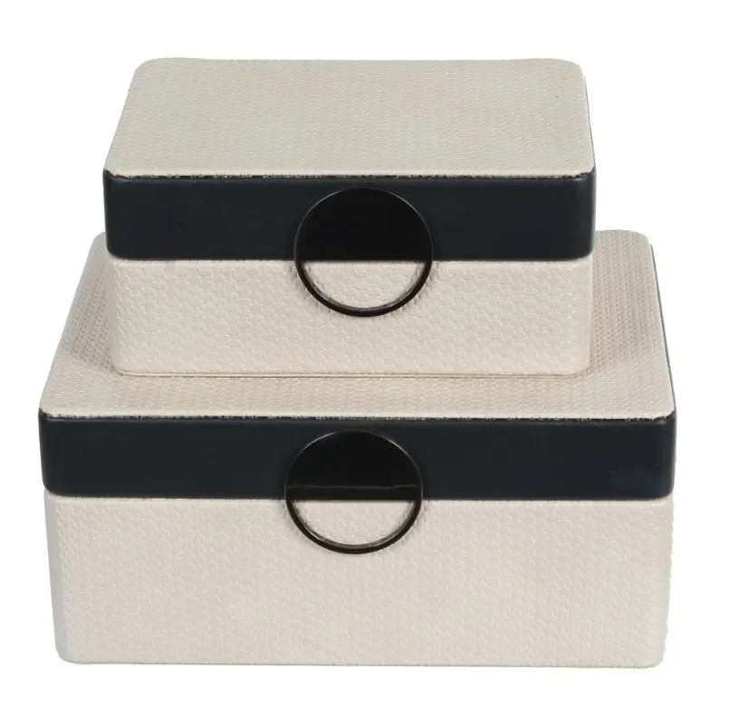 KIT CAIXAS DECORATIVAS FLORARTE 86871001 C/2 OFF WHITE PRETO(BL)