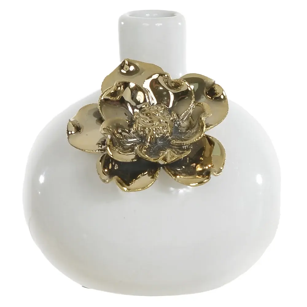 VASO DECORATIVO FLORARTE 86593001 BRANCO DOURADO(BL)