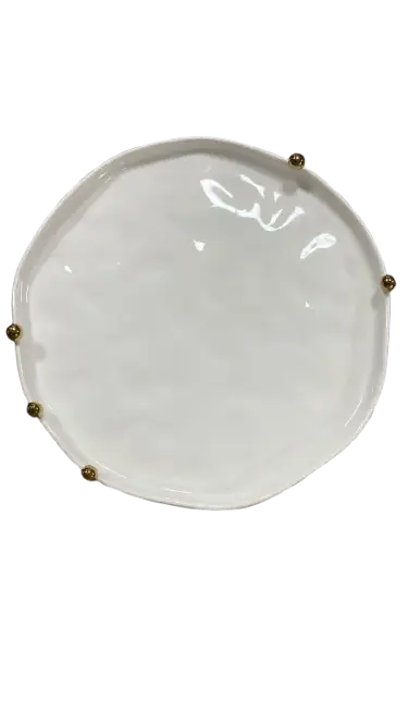BANDEJA DECORATIVA FLORARTE 83492001 BRANCO DOURADO (BL)