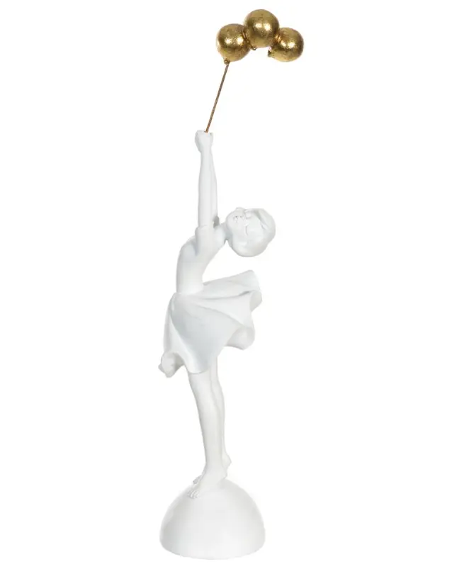ESCULTURA FLORARTE MENINA 57582001 BRANCO DOURADO (BL)