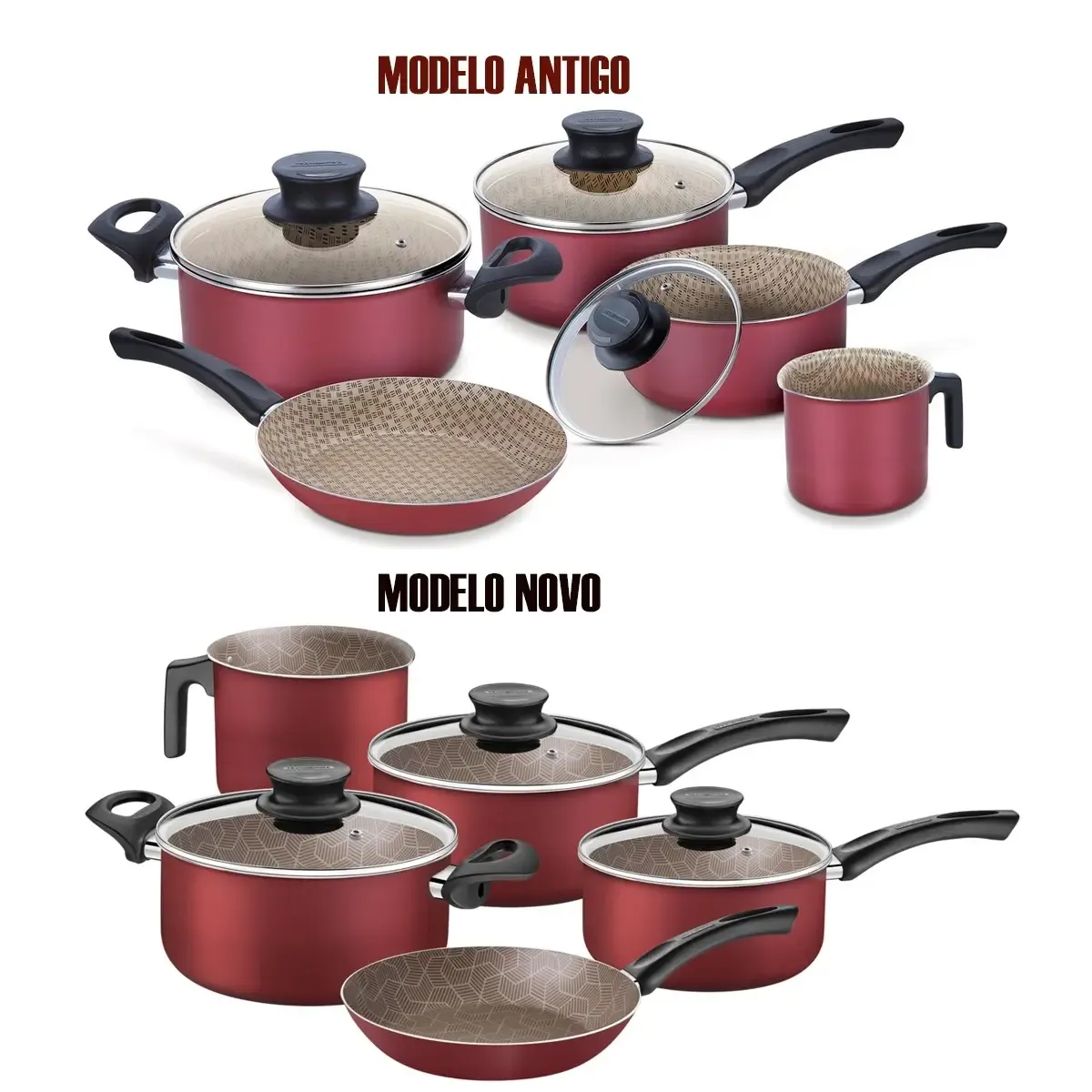 JOGO PANELA TRAMONTINA 5PC PARIS 20599/760 VERMELHO NOVO 28599/701