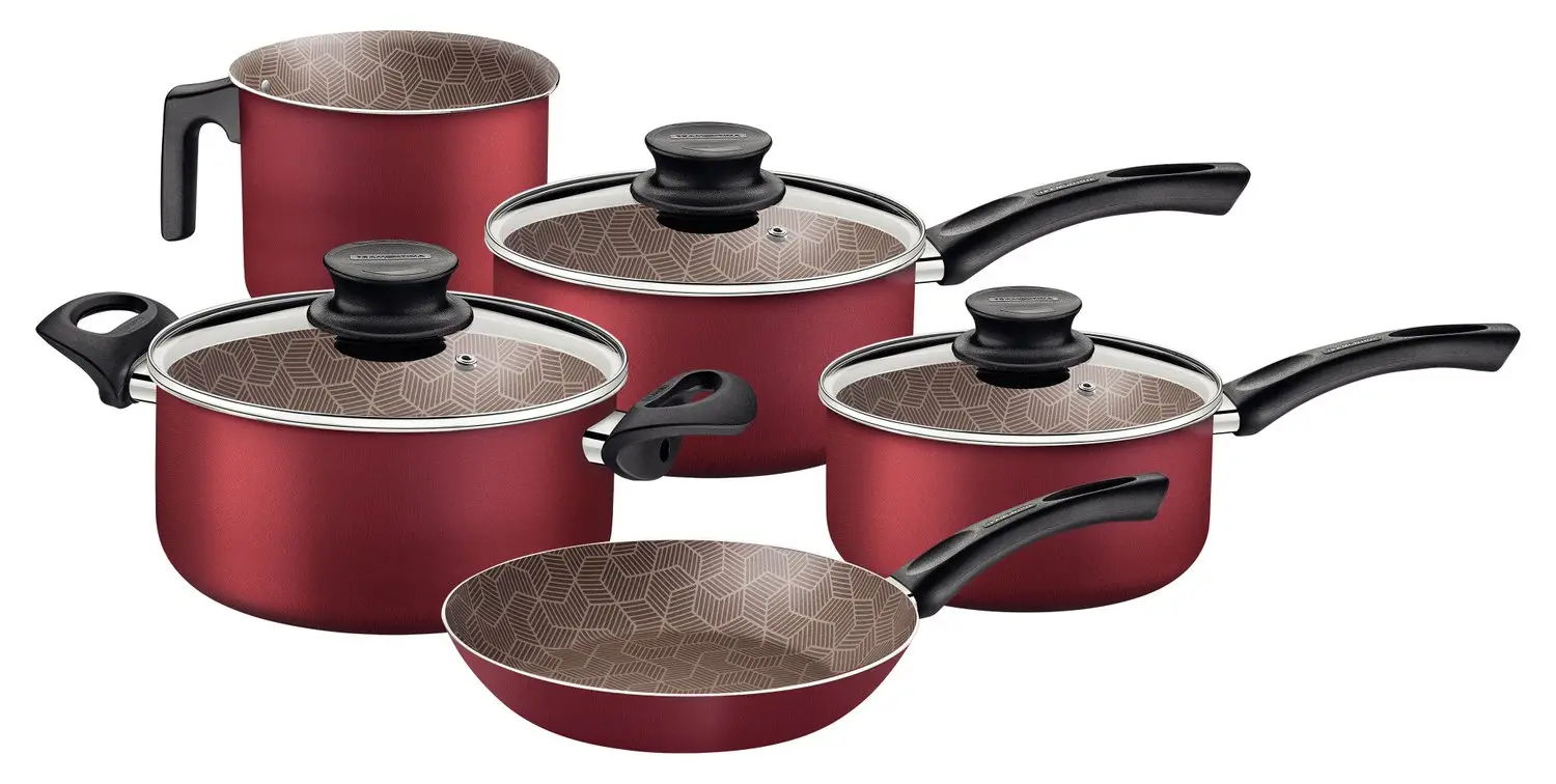 JOGO PANELA TRAMONTINA 5PC PARIS 20599/760 VERMELHO NOVO 28599/701 2