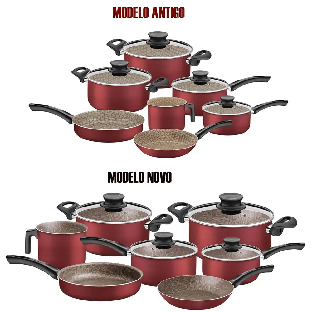 JOGO PANELA TRAMONTINA 8+2/7PC PARIS 28599/727 VERMELHO ANTIGO:20599/761 e 28599/702