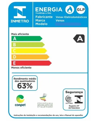 FOGAREIRO 2B VENAX 7487 FLAMALAR S/ TAMPA BRANCO 2