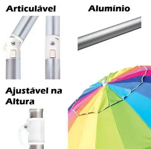 GUARDA SOL MOR 3731 2.2M ALUMINIO RAINBOW 3