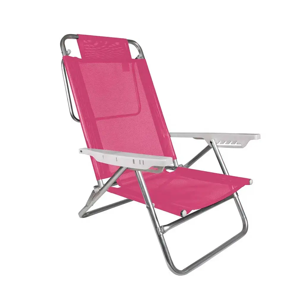 CADEIRA PRAIA RECLINAVEL MOR 2118 ALUMINIO SUMMER 6P ROSA 2
