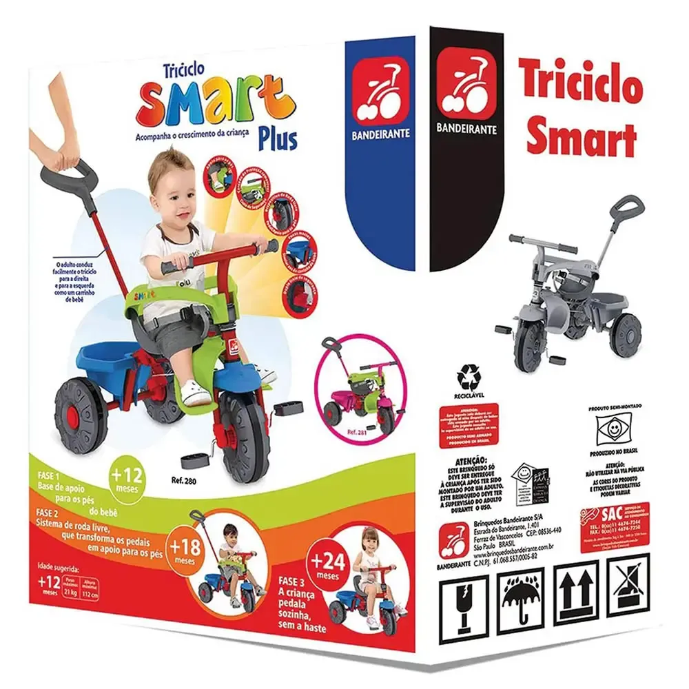 TRICICLO BANDEIRANTE 280 SMART PLUS VERMELHO/AZUL 5