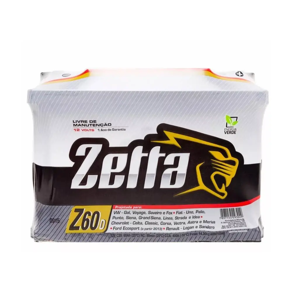 BATERIA AUTOMOTIVA ZETTA Z60D - PREÇO COM TROCA