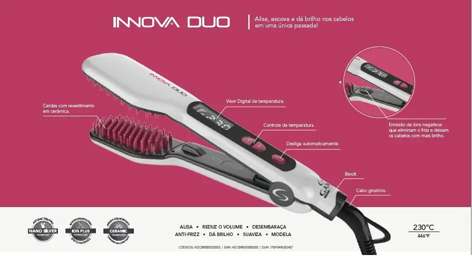 PRANCHA ESCOVA GAMA INNOVA DUO BIVOLT
