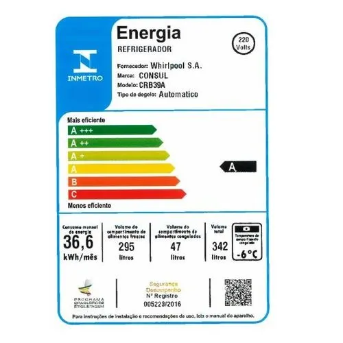 REFRIGERADOR CONSUL CRB39AKBNA 342LT FROST FREE PLATINUM 220V 2