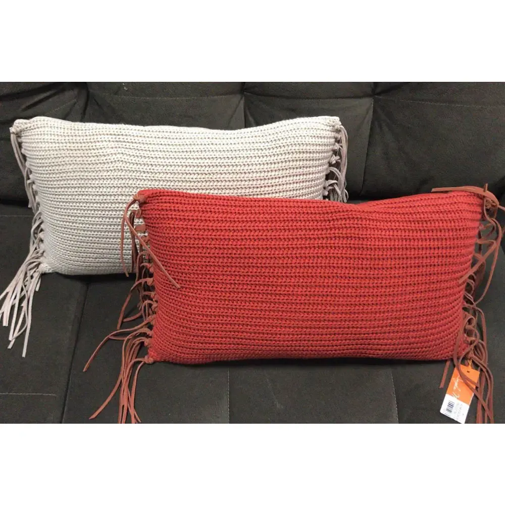 ALMOFADA ANGELA MASSONI A-276 TRICOT RET FRANJA