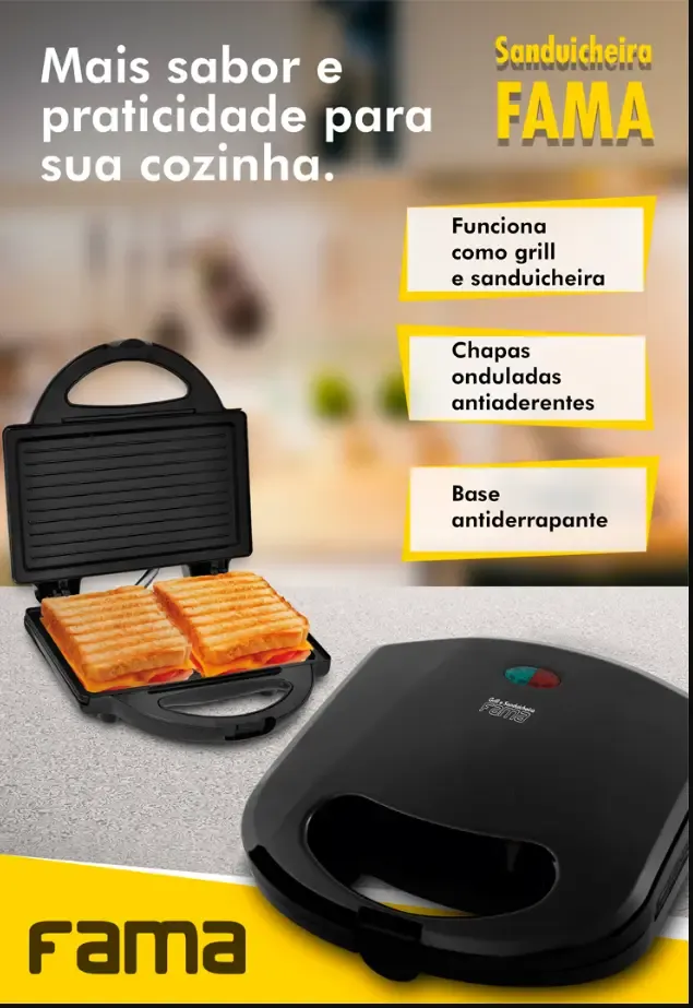 SANDUICHEIRA FAMA PRETA 066702129 220V