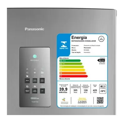 REFRIGERADOR PANASONIC NR-BB53PV3XB 425LT FROST FREE INVERSE/INVERTER INOX 220V 2