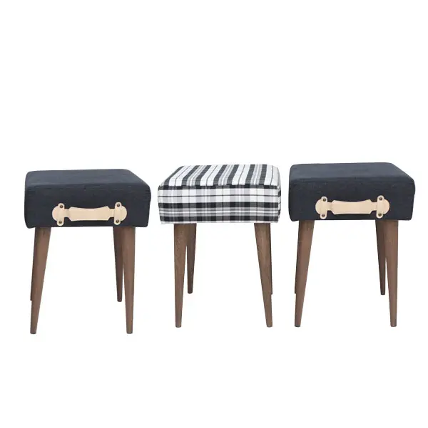 PUFF GOODS 34114 FULLWAY 3PC C/PUXADOR XADREZ/PRET