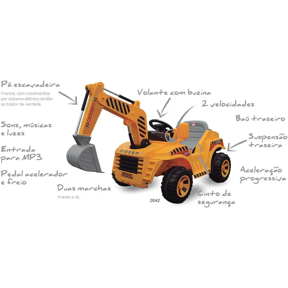 QUADRICICLO BANDEIRANTE ELETRICO 2642 TRATOR 12V AMARELO 3