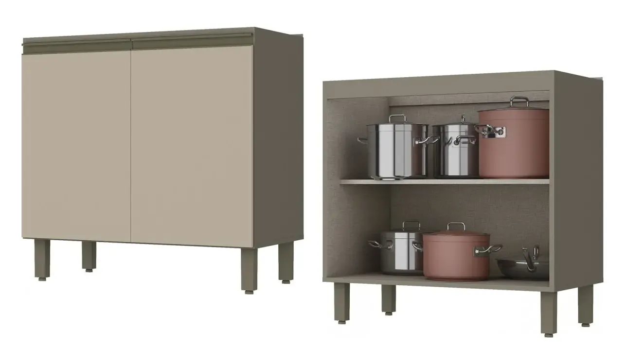 BALCAO HENN CONNECT 0.80CM 2PT S/TAMPO C64-35 DUNA/CRISTAL