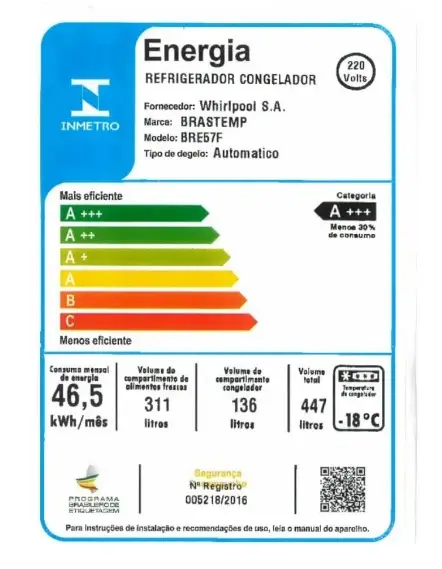 REFRIGERADOR BRASTEMP BRE57FKBNA 447LT FROST FREE INVERSE PLATINUM 220V 2