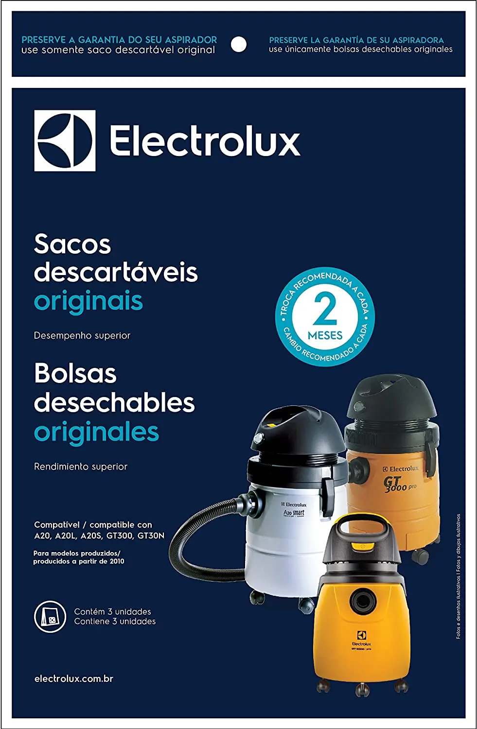 KIT SACO DESC. ELECTROLUX CSE20 ASP. PO GT30N/A20S/GT300 C/3
