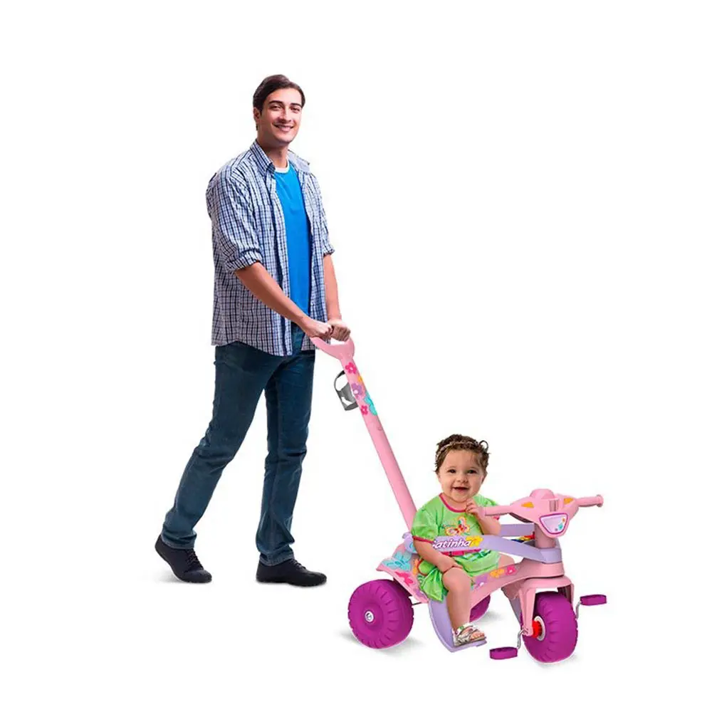 TRICICLO BANDEIRANTE 842 GATINHA PASSEIO E PEDAL ROSA