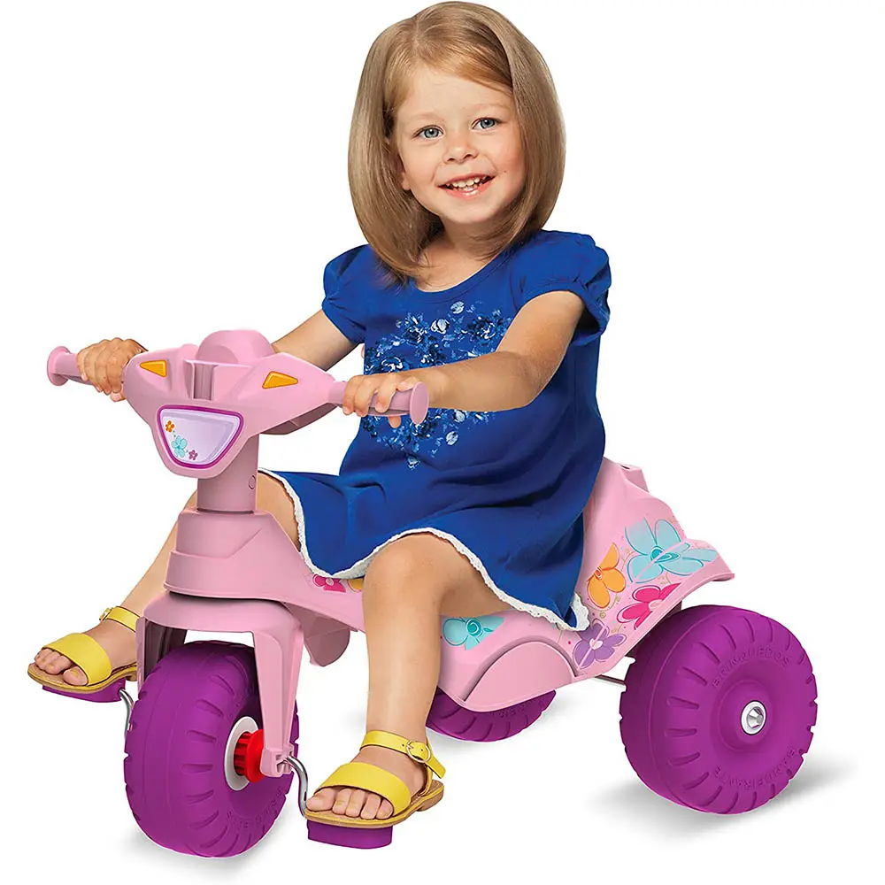 TRICICLO BANDEIRANTE 842 GATINHA PASSEIO E PEDAL ROSA 10