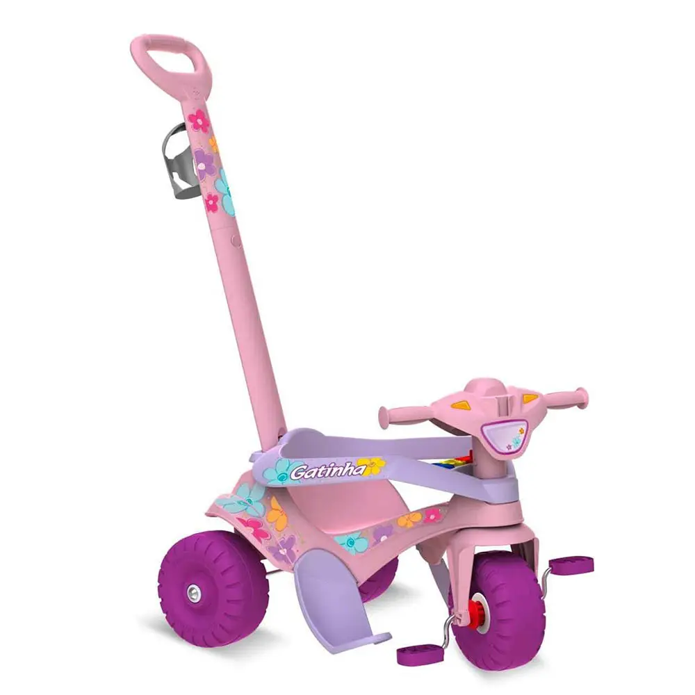 TRICICLO BANDEIRANTE 842 GATINHA PASSEIO E PEDAL ROSA 3