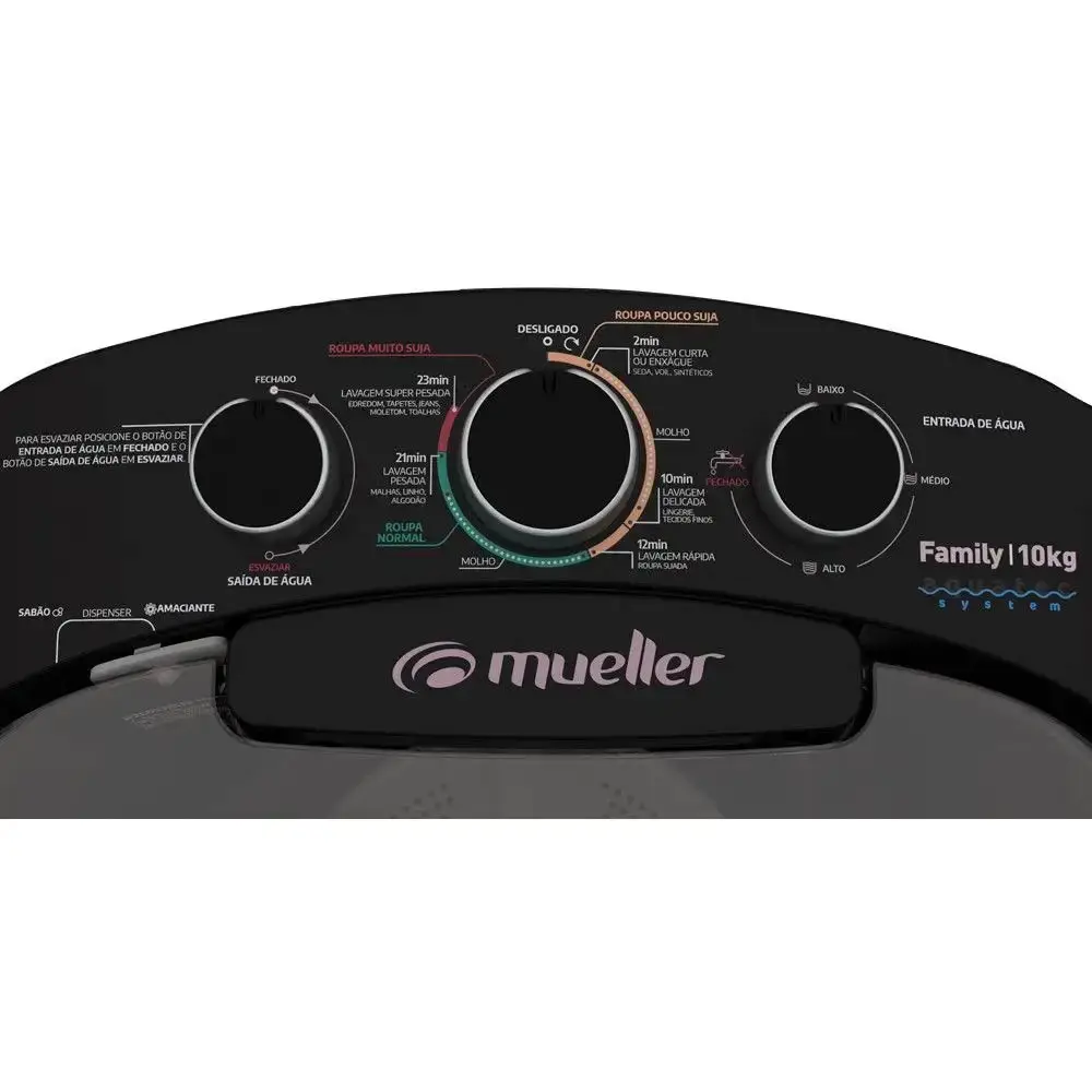 LAVADORA MUELLER FAMILY AQUATEC 10KG PRETA 600055005 220V 6