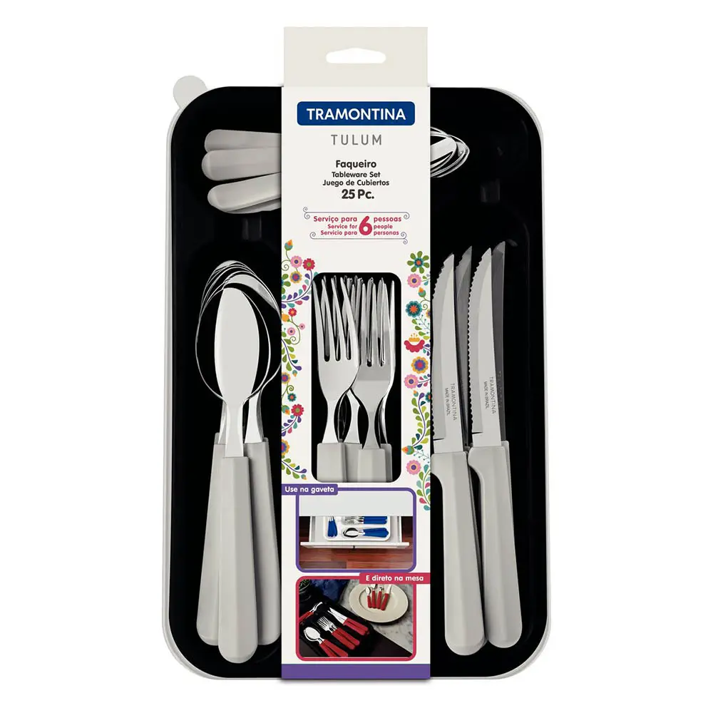 FAQUEIRO TRAMONTINA 23299/883 25PC C/ORGANIZADOR GAVETA TULUM BRANCO 4