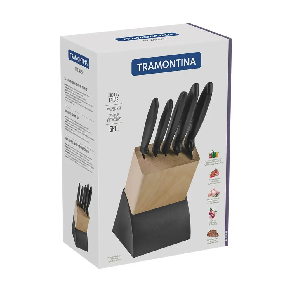 CONJUNTO FACA TRAMONTINA 23498/028 6PC C/ORGANIZADOR PLENUS PRETO 3