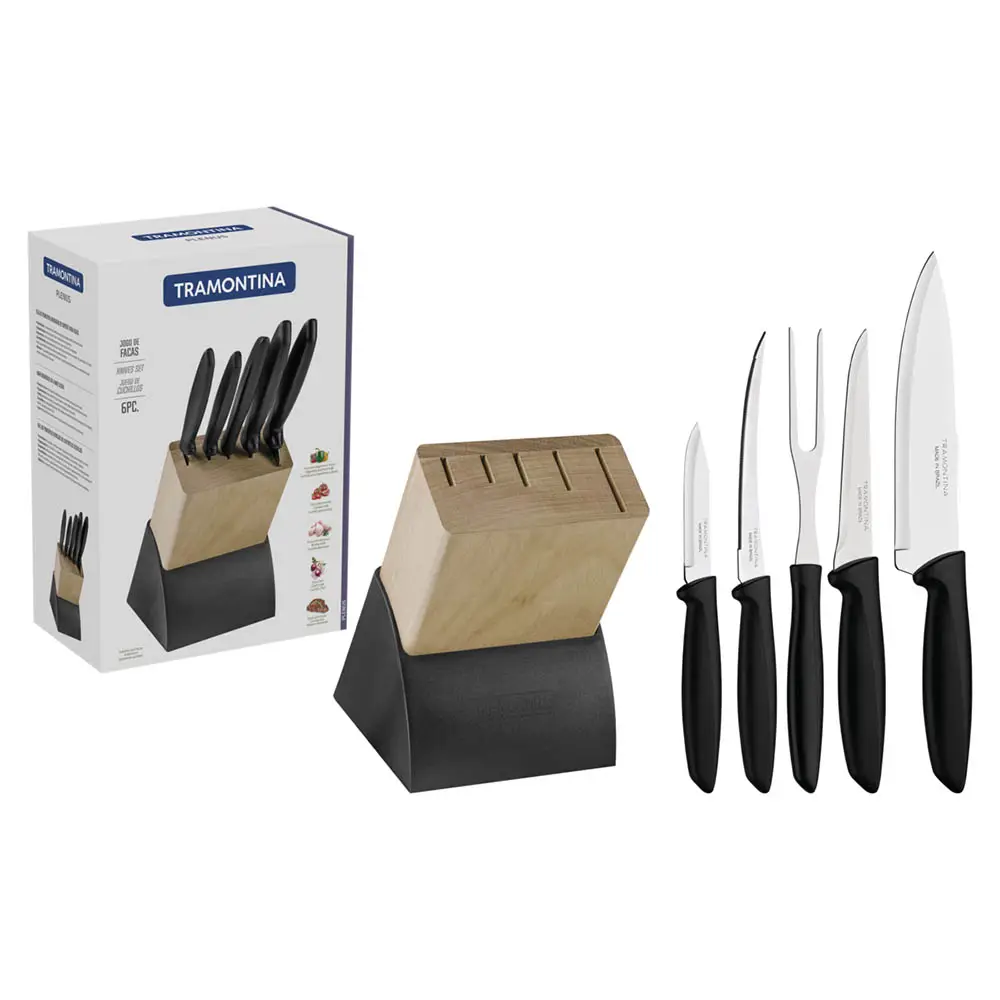 CONJUNTO FACA TRAMONTINA 23498/028 6PC C/ORGANIZADOR PLENUS PRETO 4