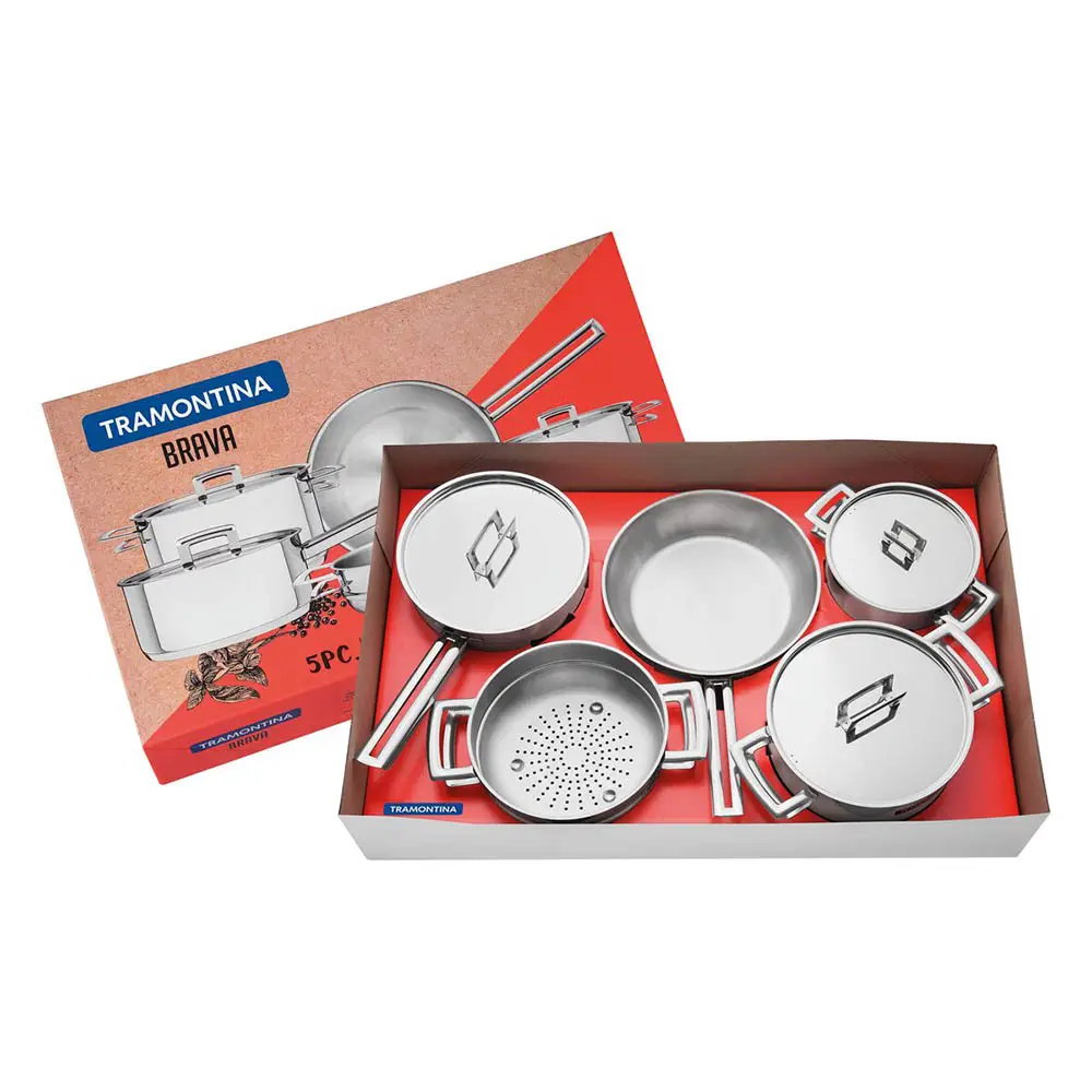 JOGO PANELA TRAMONTINA INOX 5PC BRAVA 65400/010