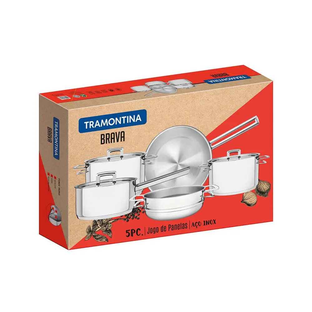 JOGO PANELA TRAMONTINA INOX 5PC BRAVA 65400/010 3