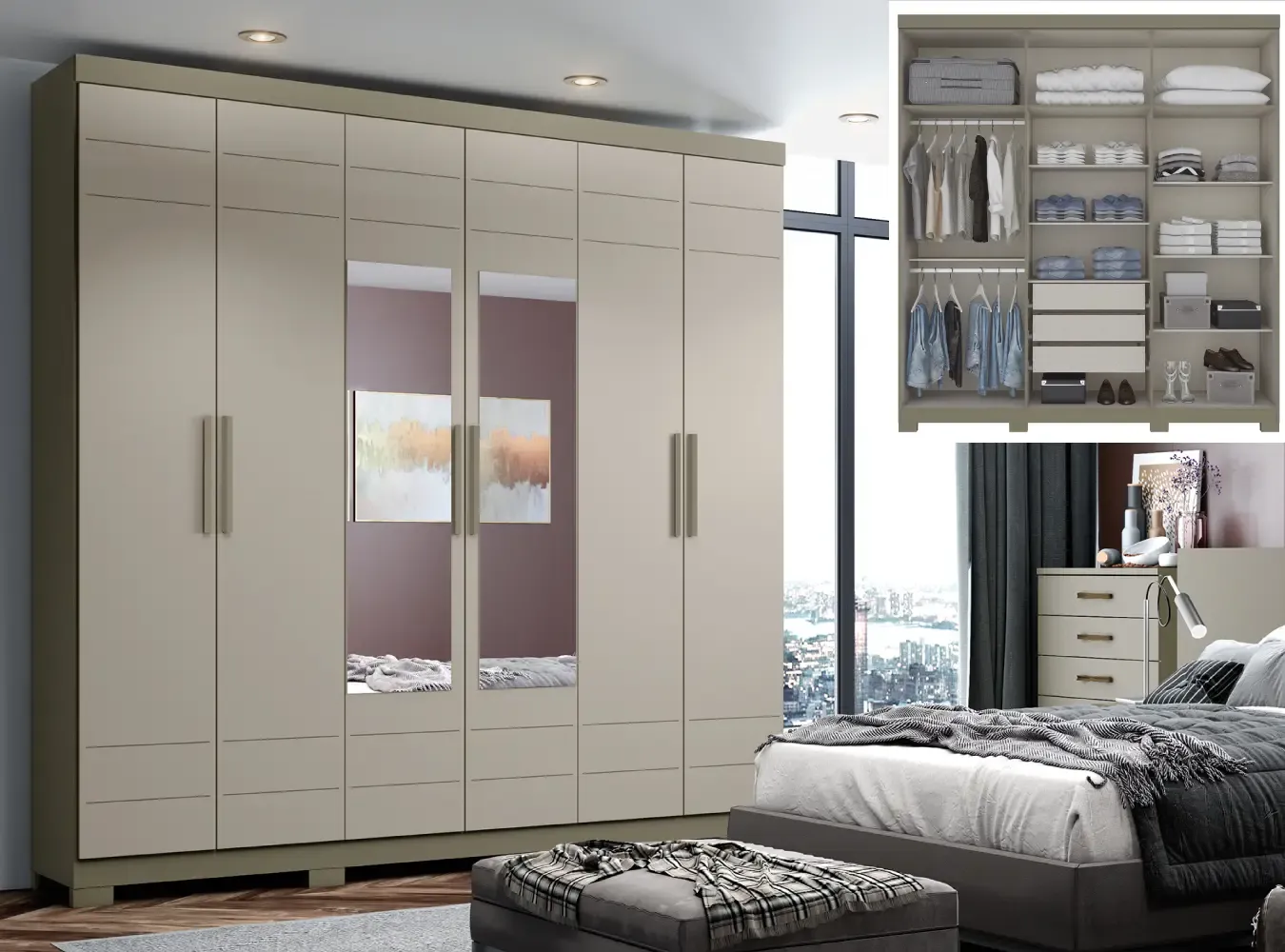 ROUP. HENN FLORA 6PT C/ESP D215-35 DUNA/CRISTAL 2.10LX2.30A