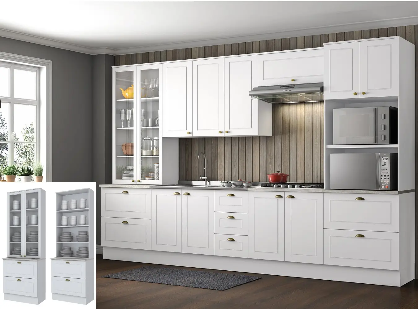 CRISTALEIRA HENN AMERICANA 0.71X2.20 2PT C/VIDRO C357-05 BRANCO