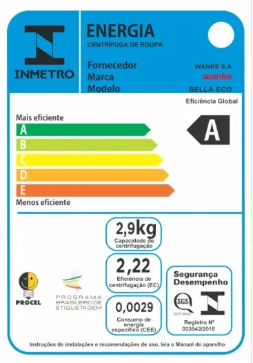 CENTRIFUGA ROUPAS WANKE CONFORT 8,8KG 220V ANTIGA:BELLA ECO LILAS 2