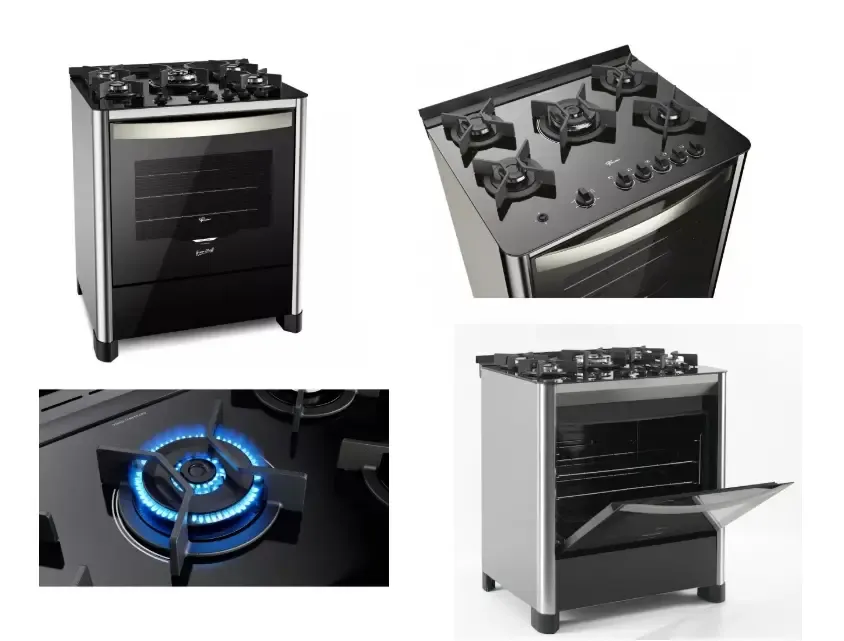 FOGAO 5B FISCHER 26988 GRAN CHEFF TRIPLA CHAMA VIDRO PRETO