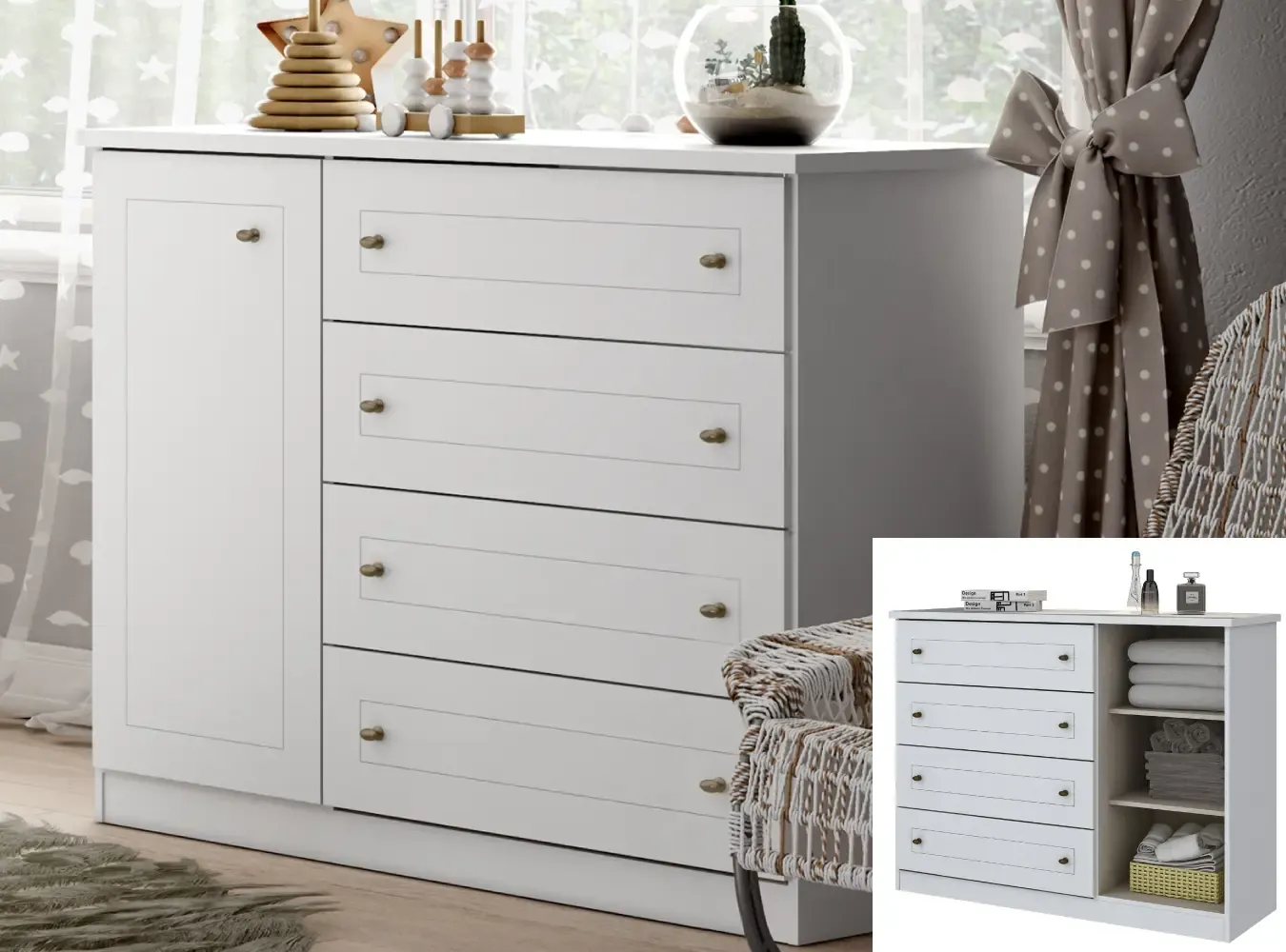 COMODA HENN D715-05 AMERICANA 1PT 4GV BRANCO HP