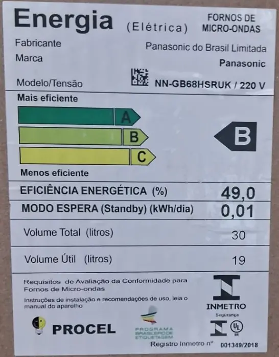 FORNO EMBUTIR MICRONNDAS 30LT PANASONIC NN-GB68HSRUK INOX 220V 2