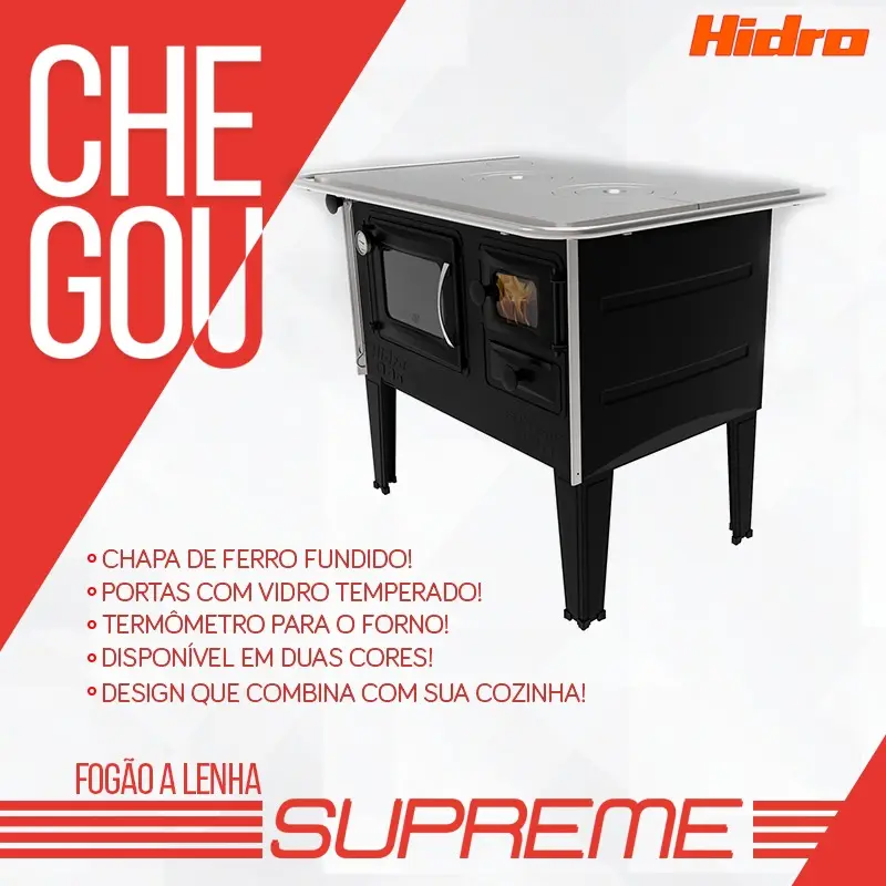 FOGAO LENHA HIDRO 2 DIREITO SUPREME PRETO