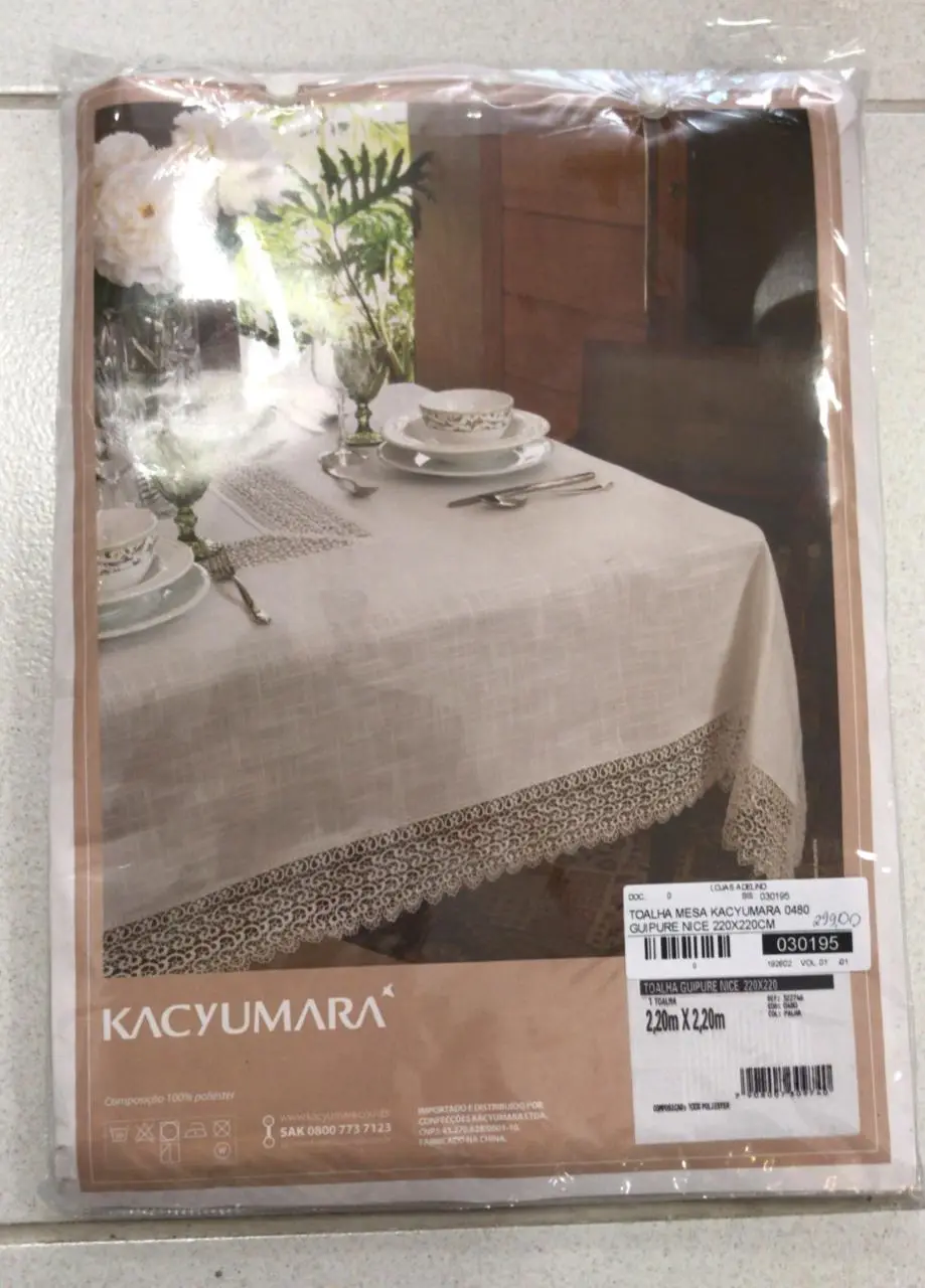 TOALHA MESA KACYUMARA 0480 GUIPURE NICE 220X220CM